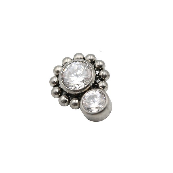 Labret Pedra Dupla e Esferas | Titânio | Piercing de Orelha