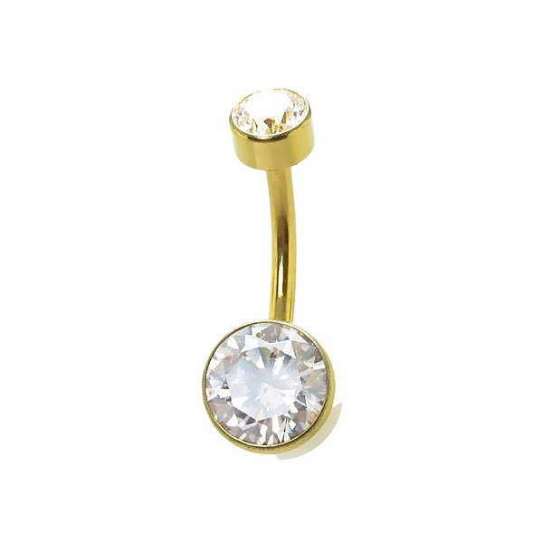 Piercing Umbigo Zircônia | PVD Gold