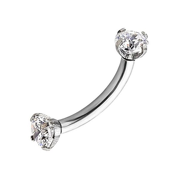 Piercing Curvado Microbell CZ | Aço 316L | Piercing de Sobrancelha