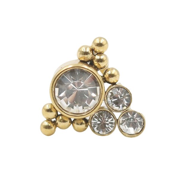 Joia Labret 4 Stones Strass | PVD Gold | Piercing de Orelha