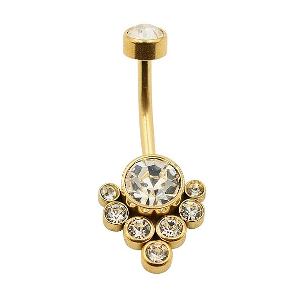 Piercing Umbigo 8 Pedras Strass  | PVD Gold