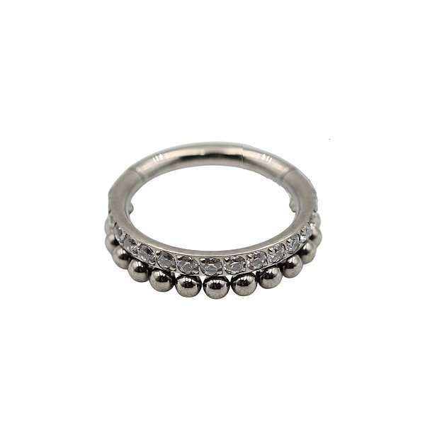 Segmento Cravejado CZ e Esferas | Titânio | Piercing de Orelha