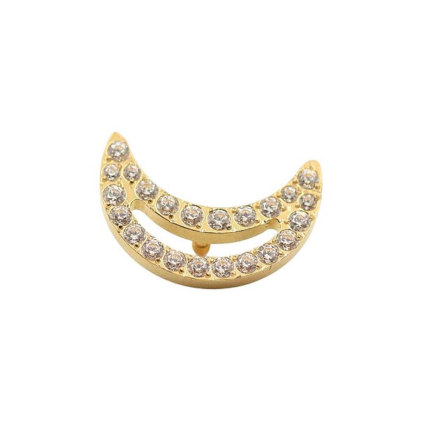 Joia Labret Lua Crescente CZ | Tit. PVD Gold | Piercing de Orelha