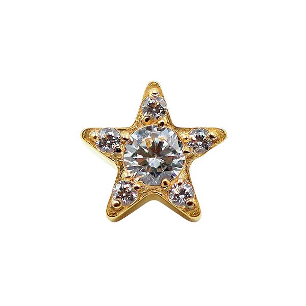 Joia Labret Star Cravejado | Tit. PVD Gold | Piercing de Orelha