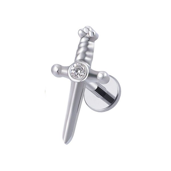 Joia Labret Espada CZ | Titânio | Piercing de Orelha