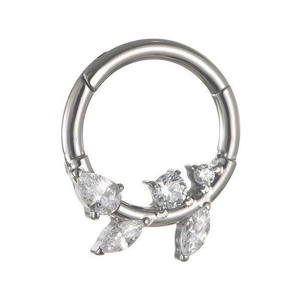 Segmento Galhos CZ | Titânio | Piercing de Argola