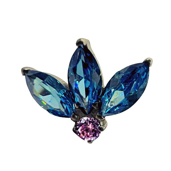 Joia Labret Trio CZ Blue | Titânio | Piercing de Orelha