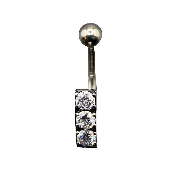 Piercing Umbigo Três CZ | Titânio