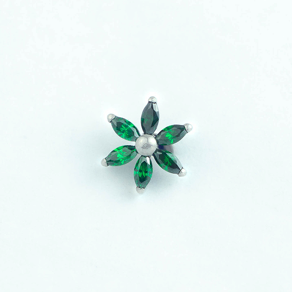 Joia Labret Flor CZ Colors | Titânio | Piercing de Orelha