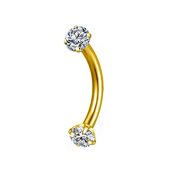 Piercing Curvado Microbell CZ | Tit. PVD Gold | Piercing de Sobrancelha