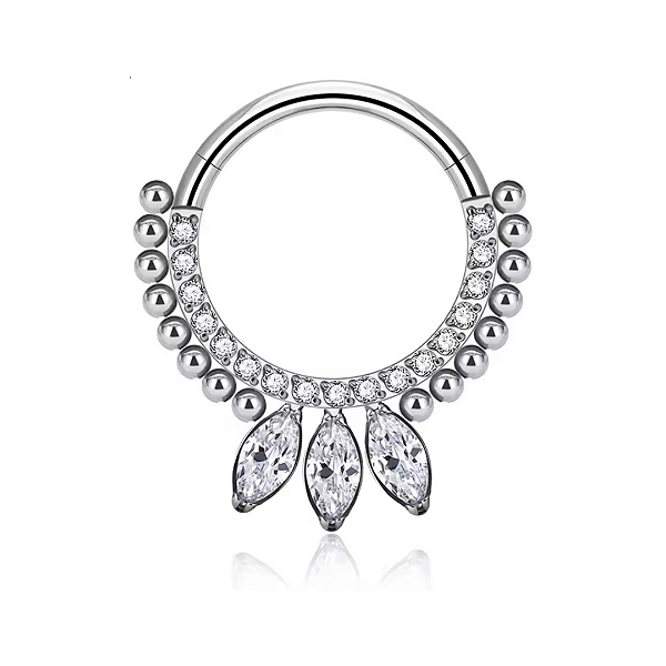 Segmento Cravejado com Navetes | Titânio | Piercing de Argola