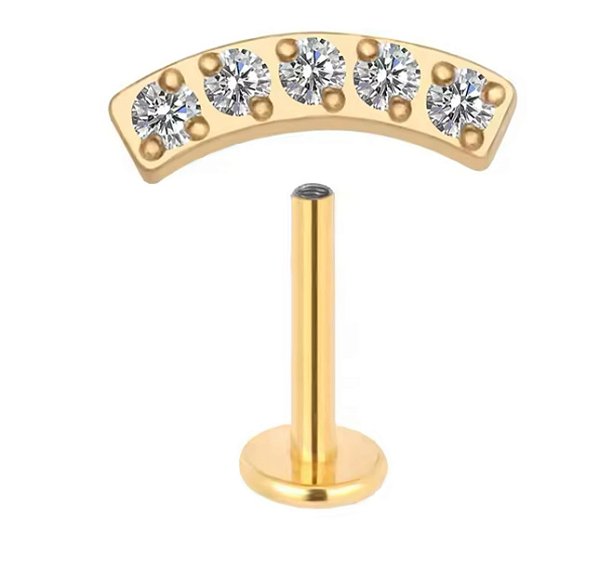 Joia Cluster 5 Pedras | Tit. PVD Gold | Piercing de Orelha