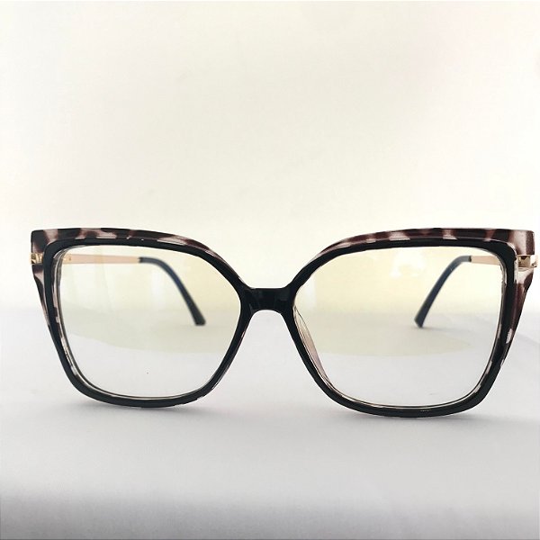 Armação Feminina Quadrada Acetato com Hastes Metal