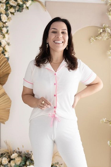 PIJAMA AMERICANO MEIA ESTAÇÃO - OFF WHITE