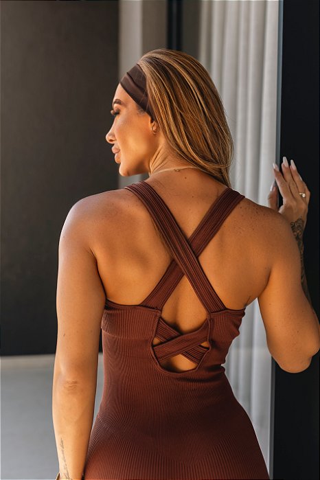 MACACÃO LONGO FITNESS JÚLIA - MARROM