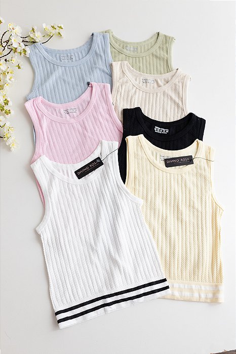 REGATA TEXTURIZADA COM BARRA ELÁSTICA