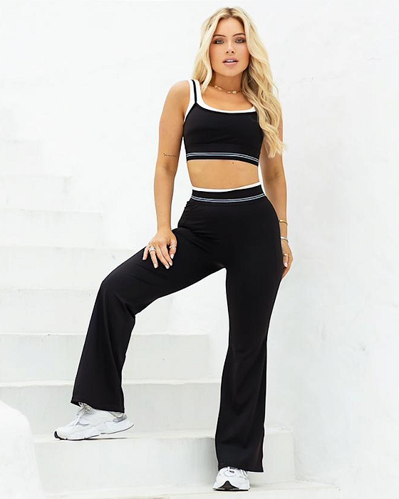 CONJUNTO FITNESS BICOLOR PATY - PRETO