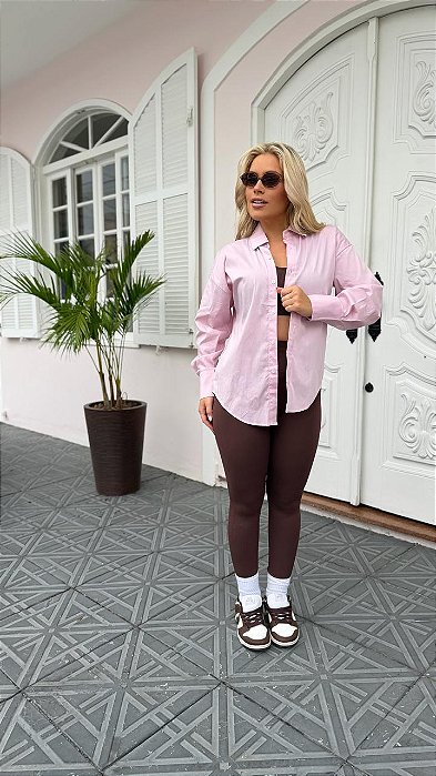 CONJUNTO FITNESS PREMIUM: TOP + LEGGING CÓS ALTO TL MARROM