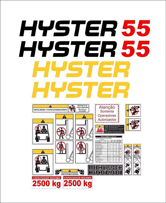 Kit de Adesivos Hyster 55 (Temos 50 55 60 70 XM e FT)