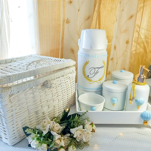 Kit higiene Porcelana completo com porta fraldas