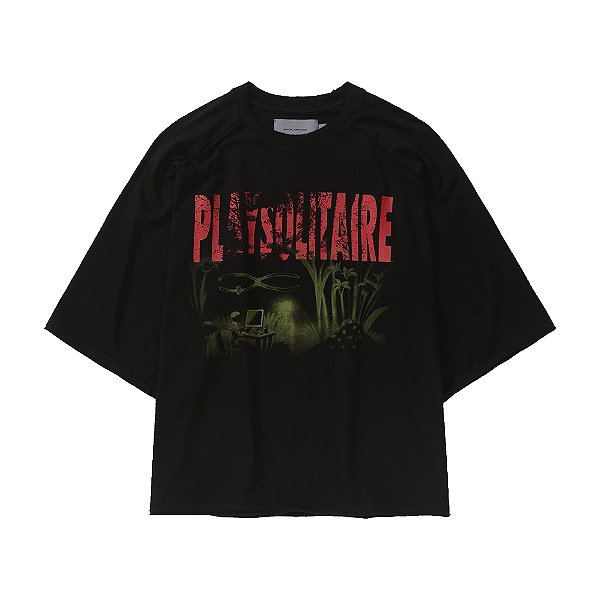 Camiseta Quadro Creations Piquet Playsolitaire Oversized Raglan Preto