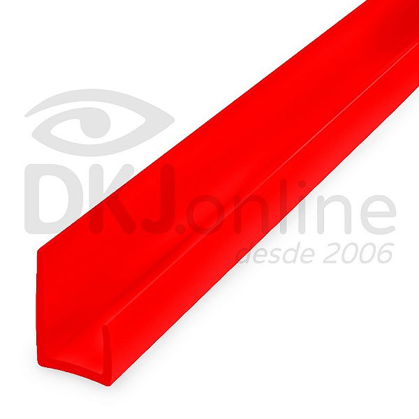 Perfil plástico J Caderninho 7 mm em PS Vermelho barra 3 metros