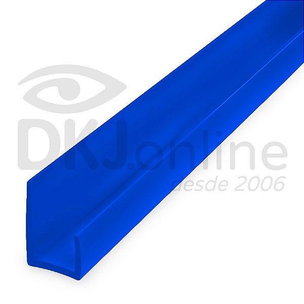 Perfil plástico J Caderninho 7 mm em PS Azul barra 3 metros