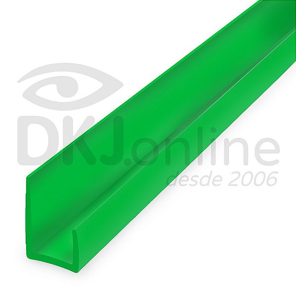 Perfil plástico J Caderninho 7 mm em PS Verde barra 3 metros