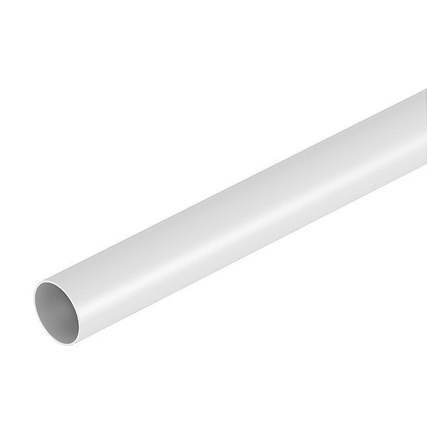 Perfil plástico tubo 19 mm em PS (poliestireno) branco barra com 3 metros