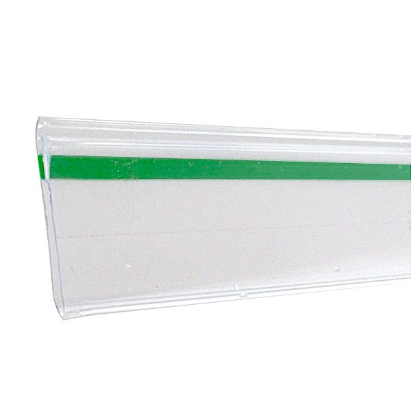 Perfil plástico para gôndolas 40 mm x 1mt em PVC cristal com fita dupla face