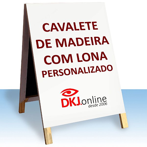Cavalete de madeira 60x90 cm com lona impressão digital personalizado