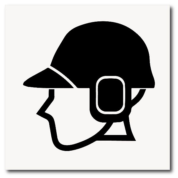Placa capacete com protetor de ouvido de EPI 20x20 cm em ps 2mm