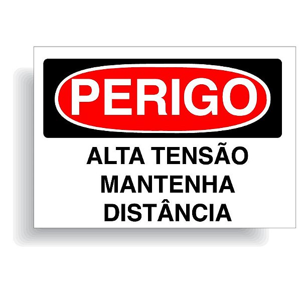 Perigo alta tensão mantenha distância com opção em vinil adesivo ou placa