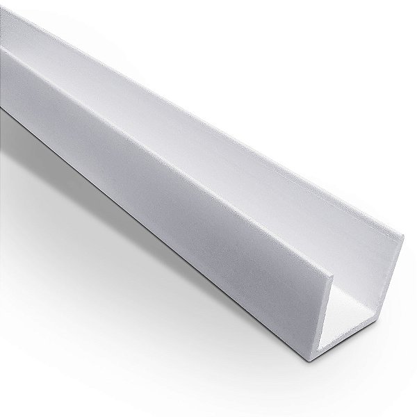 Perfil plástico U 16x16 mm em PS ou PVC