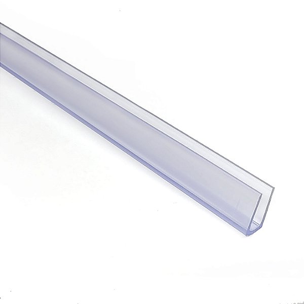Perfil plástico U 13x7,6 mm abertura de 4 mm em PVC cristal
