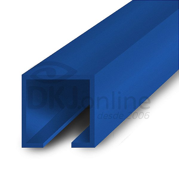 Perfil plástico trilho 13x13 mm abertura de 3 mm em PS (poliestireno) azul barra 3 metros