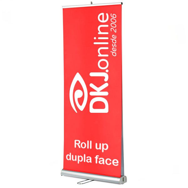 Roll up - porta banner de alto padrão em alumínio dupla face 80 x 200 cm