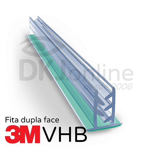 Perfil porta stopper traquitana em pvc transparente 2 mts com fita dupla face 3M VHB