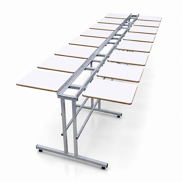 Mesa corrida reforçada 16 berços para serigrafia silk screen têxtil