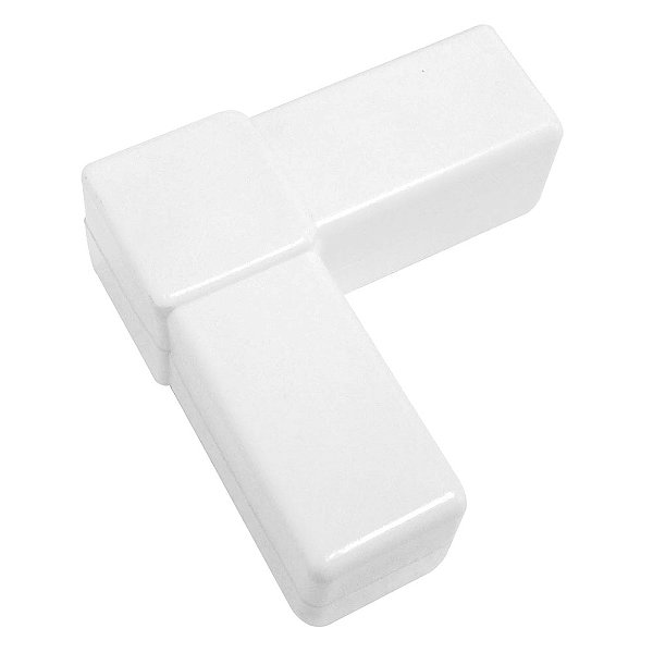 Conector L branco para estruturas de placas e cavaletes metalon 20x20 mm