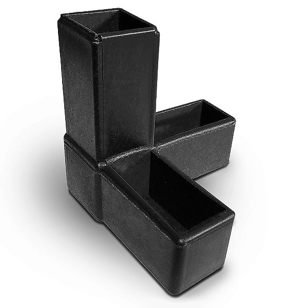 Conector Y preto para estruturas de metalon 20x20 mm