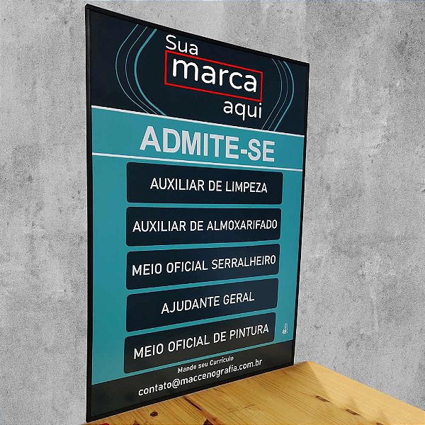 Placa de vagas admite-se 50x70 cm para 4 cargos expostos