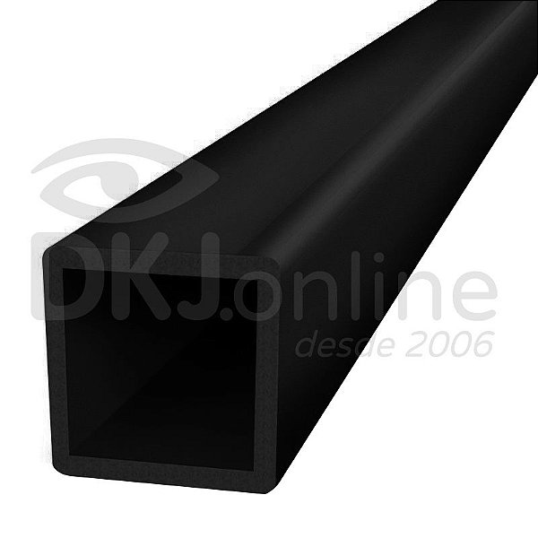 Perfil tubo quadrado em PVC preto 22x22 mm barra com 2 metros