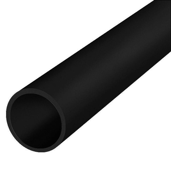 Perfil plástico tubo 16 mm x 2 mm em PE preto barra com 3 metros