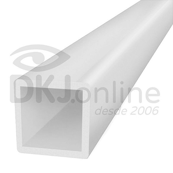 Perfil tubo quadrado em PS branco 25x25 mm barra com 2 metros