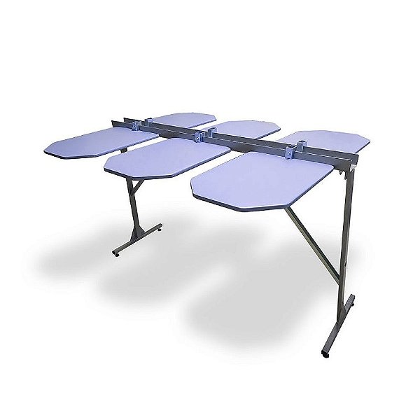 Mesa corrida com 6 ou 12 berços para impressão têxtil por serigrafia