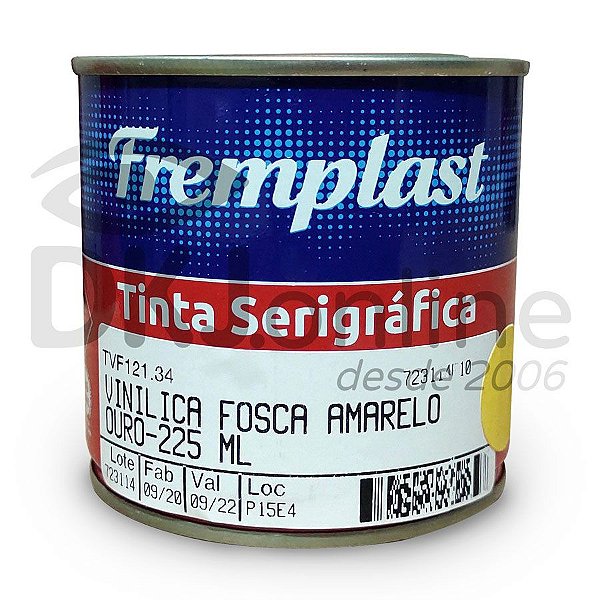 Vinílica fosca - tinta serigráfica base resinas vinílicas amarelo ouro 225 ml