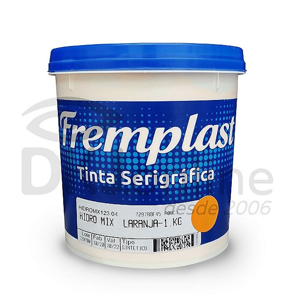 Hidro Mix - Tinta serigráfica base água laranja para tecido sintético e algodão claro e escuro 1 Kg