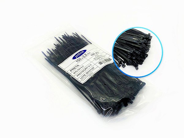 Abraçadeiras Cinto Plástico Nylon 100 Un 2,5 Mm X 150 Mm