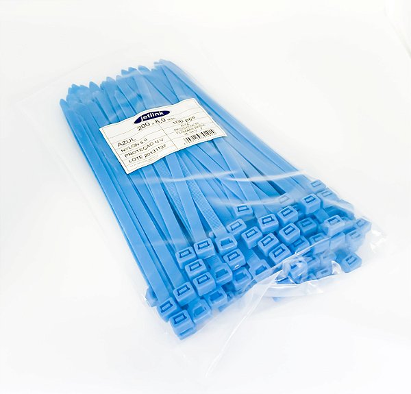 Kit Abraçadeiras Nylon 100 Un 8,0 Mm X 200 Mm Azul